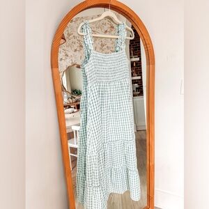 Midi Green and White gingham Dress